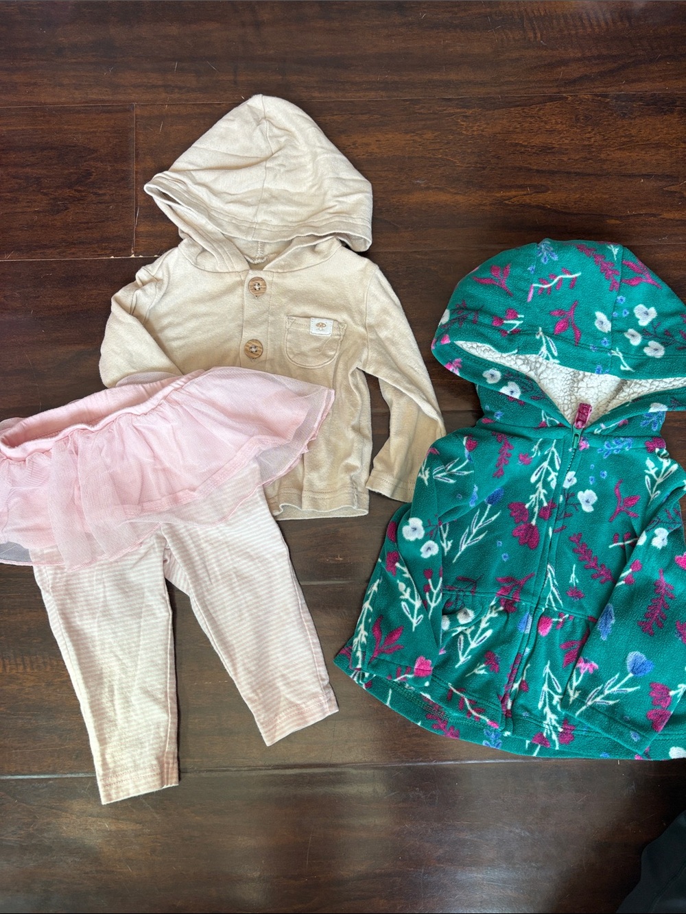 Kids Floral Hooded Jacket in Teal & Beige Hooded Cardigan with tutu leggings siz